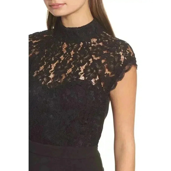 Lulus Crazy Nordstrom Lace Bodice Mermaid Gown Open Back Maxi Dress Black Sz M - Picture 4 of 15